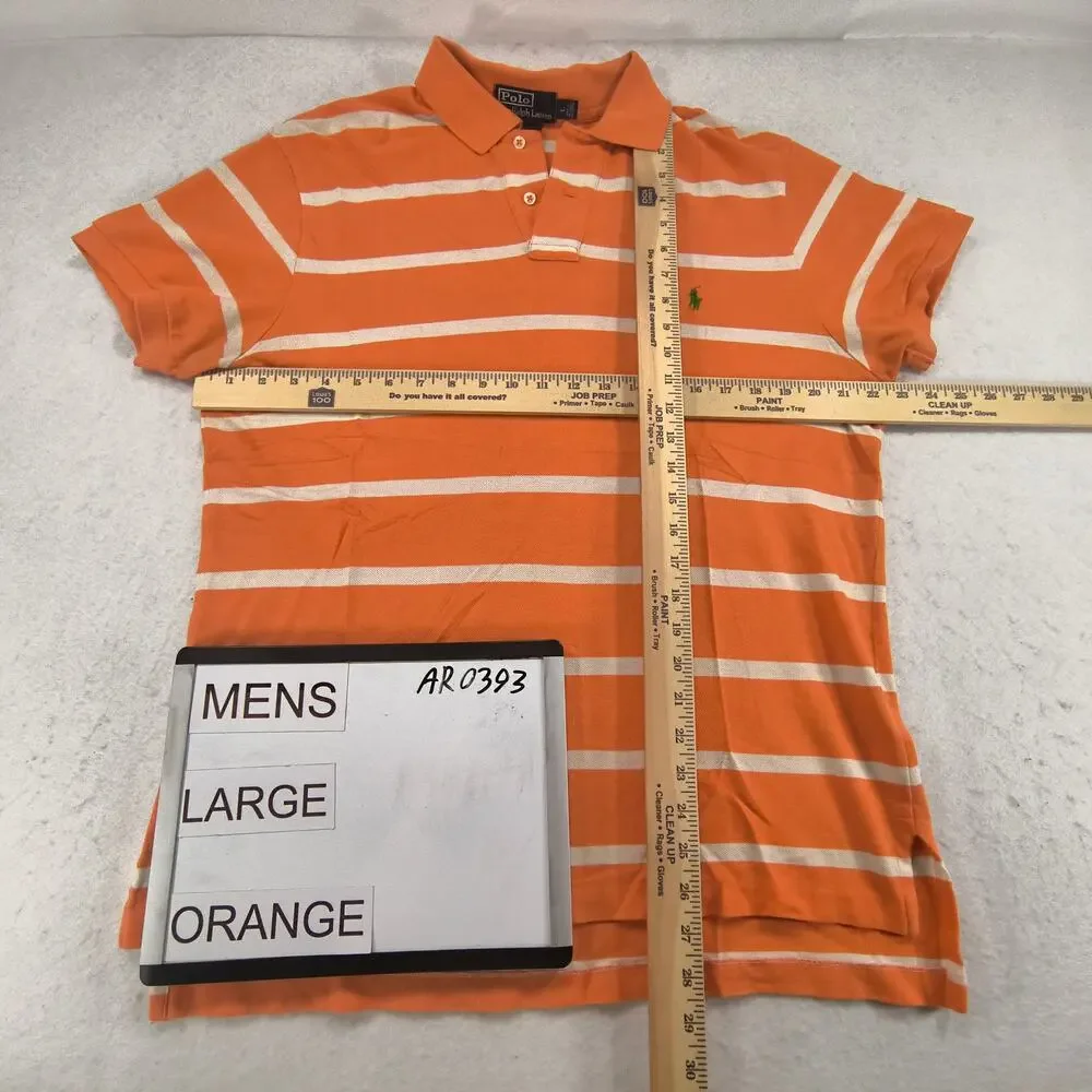Polo by Ralph Lauren Short Sleeve Collared Polo Shirt Mens Size L Orange Green